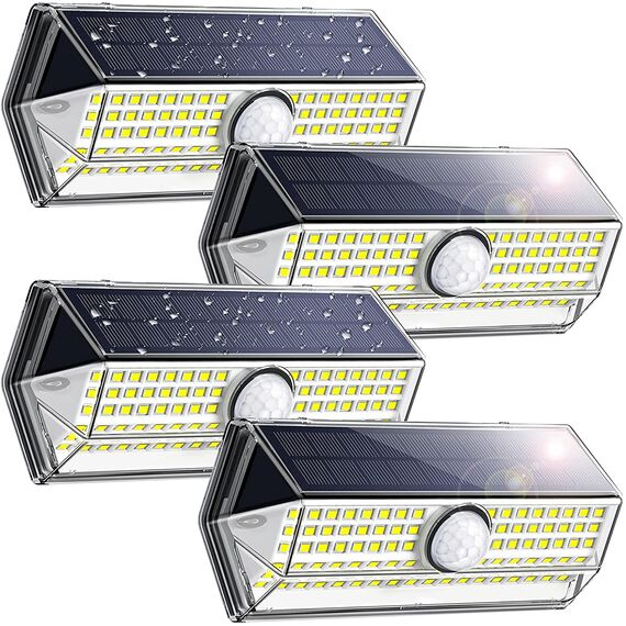 Solarlampen für Außen, Verbessern Solarlampen für Außen mit 4 Beleuchtungs modi , Solarleuchte Aussen, IP67 Wasserdichte WandleuchteSolarlicht für Garten 4 Stück