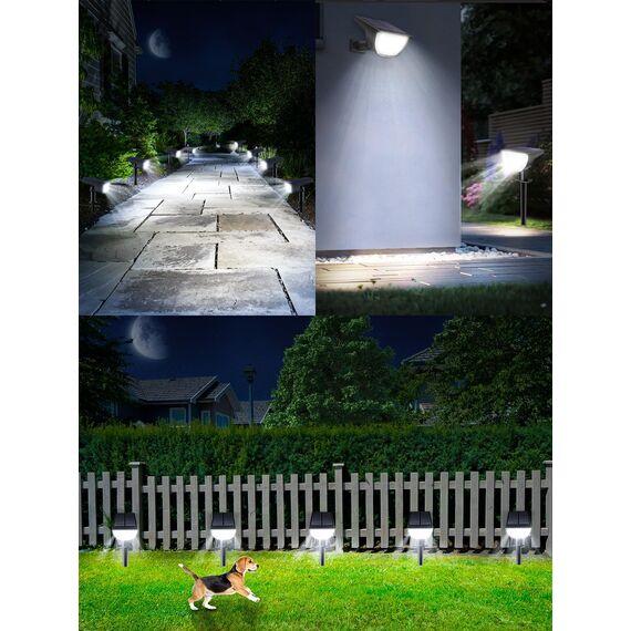 SIGRILL Solarlampen für Außen mit Bewegungsmelder, Solarleuchte für Außen Garten mit 3 Modi, IP65 Wasserdicht Solarstrahler für Außen, Solar Aussenleuchte (Kaltes Weißes Licht, 4 Stück)