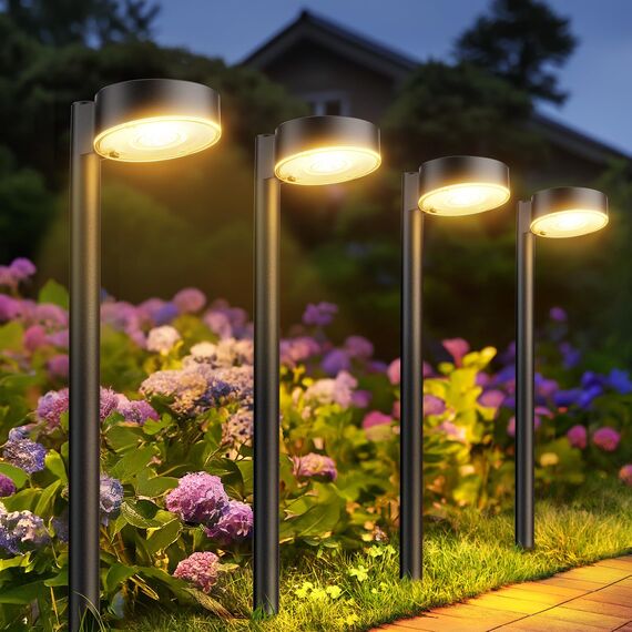 BUCASA Solarlampen für Außen Garten, 8 Stück Moderne Solarleuchten für Außen mit Super Helle 12 LED Lichts, Wasserdicht Solarleuchten Garten Deko für Rasen, Terrasse, Hof, Gehweg, Geschenke
