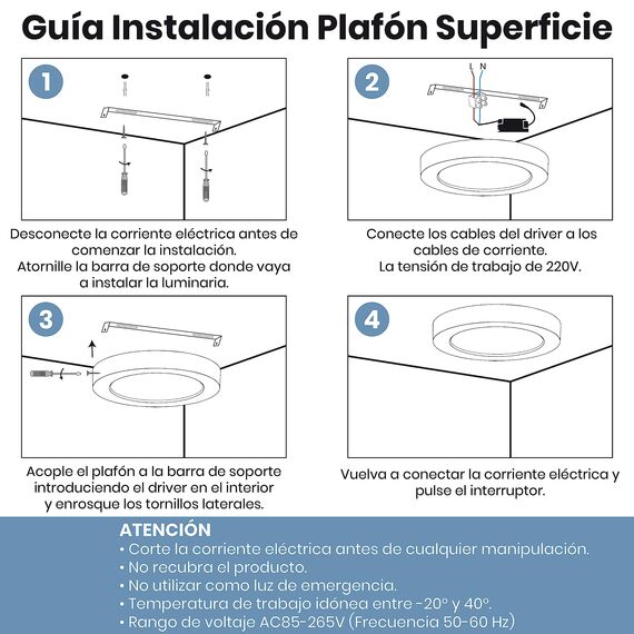 LED ATOMANT Packung mit 2 LED-Deckenleuchte Rund 300mm 24W, Neutralweiß Farbe (4500K), 2200 Lumen, Driver einschließlich
