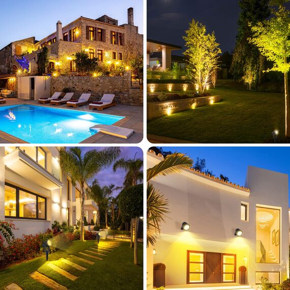 T-SUNUS Solar Gartenleuchten für Außen, Solarlampen für Außen Garten Solarstrahler für Außen Warmweiß, IP65 Wasserdicht Auto ON/OFF für Garten Weg Terrasse Rasen