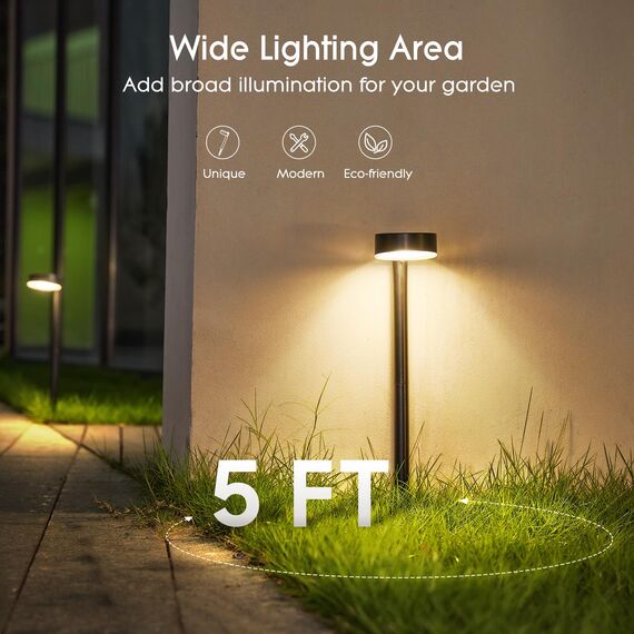 BUCASA Solarlampen für Außen Garten, 8 Stück Moderne Solarleuchten für Außen mit Super Helle 12 LED Lichts, Wasserdicht Solarleuchten Garten Deko für Rasen, Terrasse, Hof, Gehweg, Geschenke