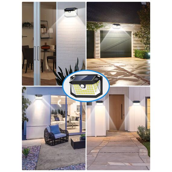 Solarleuchten für den Außenbereich, 【188LED/6 Pack/Kaltweiß】 Solar-Sicherheitsleuchten Bewegungsmelder, IP65 wasserdicht, 3 Modi, solarbetriebene Flutlichter für Garten, Zaun, Tür, Hof