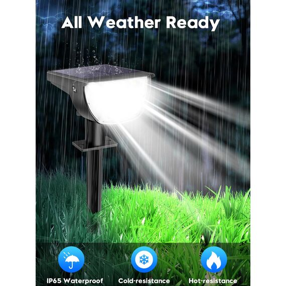 SIGRILL Solarlampen für Außen mit Bewegungsmelder, Solarleuchte für Außen Garten mit 3 Modi, IP65 Wasserdicht Solarstrahler für Außen, Solar Aussenleuchte (Kaltes Weißes Licht, 4 Stück)