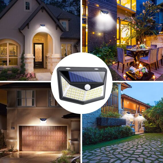 HETP Solarlampen für Außen 164 LED,Solarleuchten für Außen mit Bewegungsmelder,Superheller 270°-Beleuchtungsbereich Wandleuchten IP65 Wasserdichte 1500mAh Solarbetrieben für Hof,Garage,Garten-3 Stücke