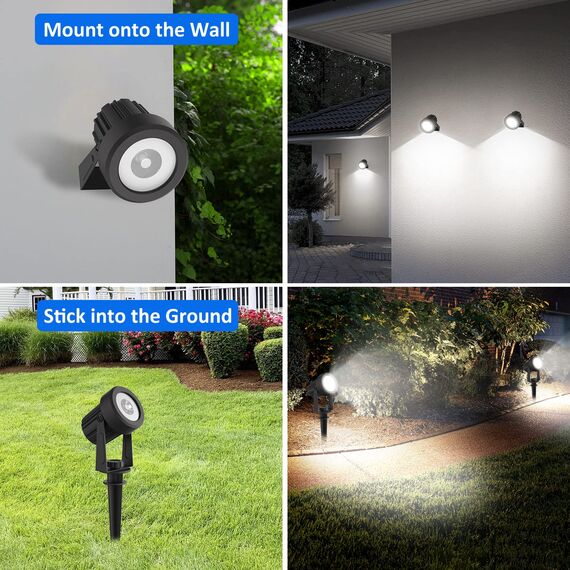 T-SUNUS Gartenstrahler Solar, Solarstrahler für Außen Solarlampen für Außen Garten Kaltweiß mit 2 Helligkeitsmodi, IP65 Wasserdicht, Auto ON/OFF für Garten Weg Terrasse Rasen