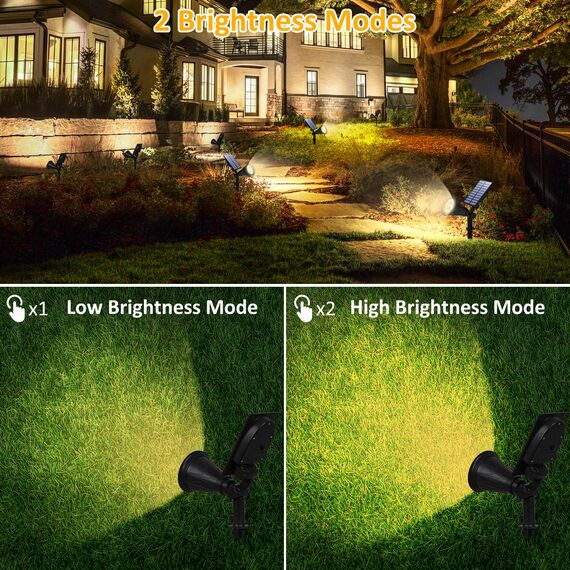 T-SUN (Upgraded 250 Lumens 2 Stück LED Solarleuchten, 2-in-1 Wasserdicht Drahtlos Solarbetriebene Gartenleuchten für Hof, Wand, Garten, Rasen, Wege, Auffahrt, Terrasse (4000K)