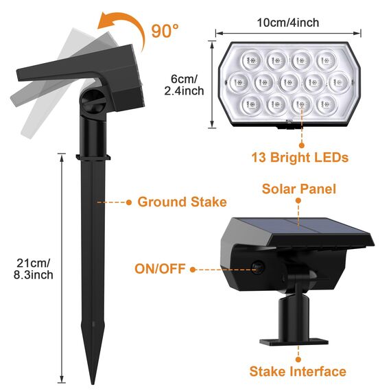 Flaow RGB Solar Gartenleuchte, Farbig Solarlampen für Außen Garten, IP65 Wasserdicht Solarstrahler für Außen, Bunt Solarleuchten für Garten Weg Terrasse Halloween Weihnachten Deko (RGB, 4 Stück)