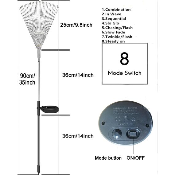 Joysing Gartendeko Solar Gartenleuchte Außen, 2 Stück 120 LED Gartenbeleuchtung Solar, 8 Modi Solar Feuerwerk Lichter Wasserdicht Gartenstecker Solarlampen für Garten Rasen Terrasse Ddeko - Mehrfarbig
