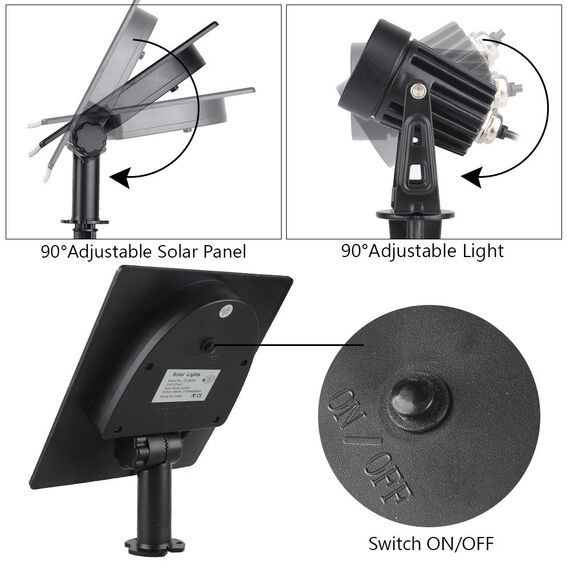T-SUNUS Gartenstrahler Solar Außen, Solarlampe für Außen Garten, IP65 Wasserdicht, 2 Helligkeitsmodi, Auto ON/OFF Solar Gartenleuchten für Baum Terrasse Hof Grün