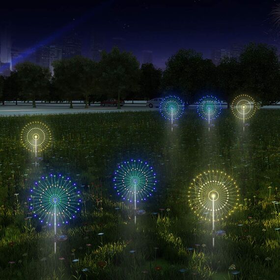 HELESIN Solarleuchten für Außen Garten 4 Stück, 2 Beleuchtungsmodi Gartendeko für Draußen wetterfest, 105 LED Solar Feuerwerk Gartenlichter, Solarlampen für Außen für Wege, Hof Deko (Mehrfarbig)
