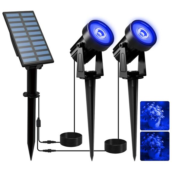 T-SUNUS Solarlampen für Außen Garten, Gartenleuchten Solar Außen Auto ON/OFF IP65 Wasserdicht Solarstrahler für Außen Garten Gartenstrahler Solar für Baum Terrasse Hof Blau