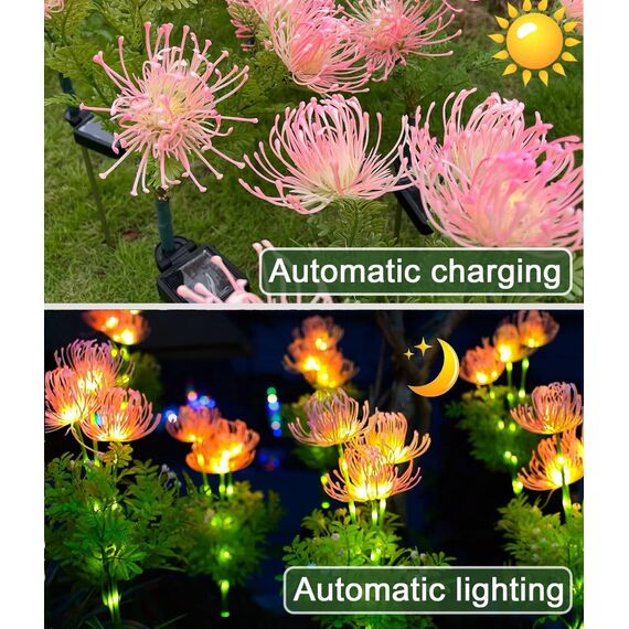 Joysing Gartendeko Solar Gartenleuchte Außen, 4 Stück Solarlampen für Außen Garten, Blume Solarlampen Wasserdicht Solar Blumen Lampe, Solar Licht mit 3 Blume für Rasen Terrasse Balkon Blumenkasten