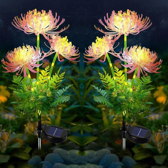 Joysing Gartendeko Solar Gartenleuchte Außen, 2 Stück Solar Blumen für Außen, Blume Solarlampen Wetterfest Solar Blumen Lampe, Solarleuchten Garten für Terrasse Grab Deko