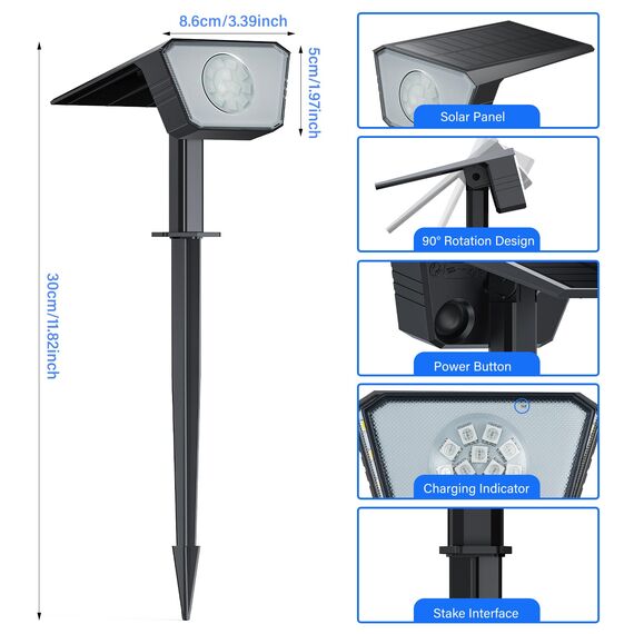 FIFlying Solarlampen für Außen Garten, 4 Stück RGB Solarstrahler, Solarleuchte mit IP67 Wasserdicht, 3 Beleuchtungsmodi, für Außen, Garten, Rasen, Anlage, Statue, Hof, Wege