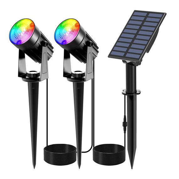T-SUNUS Solar Gartenleuchte mehrfarbig, Gartenstrahler Solar RGB Gartenlampe Solar für außen mit 6 Farbwechsel IP65 wasserdicht für Bäume Sträucher Gartenweg Wand