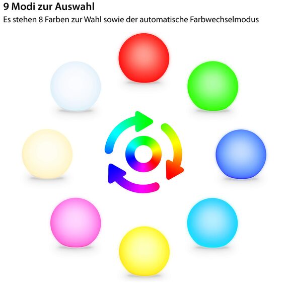 Bonetti Solarlampen für Außen, Wasserdichte Solar Kugelleuchte | Ø 30/40 cm | schwimmfähige Solarleuchte für Teich, Pool und Erdboden, Solar-Technik, kabellose Außenleuchte mit RGB, IP67 (Ø 40 cm)