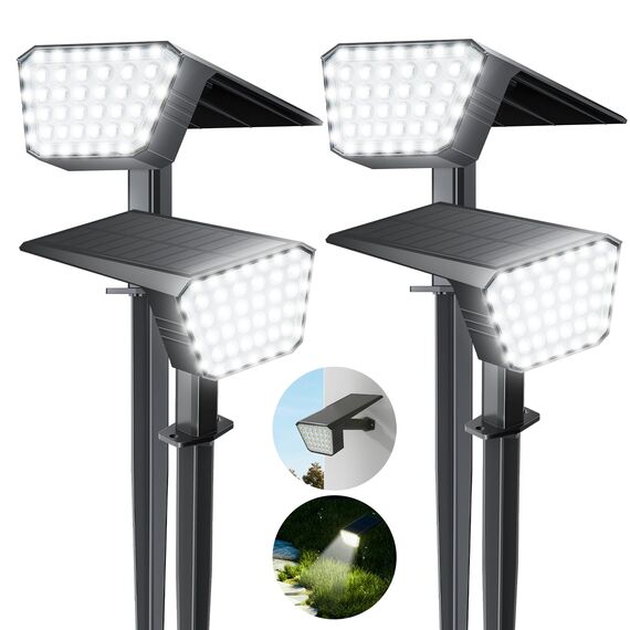 FIFlying Solarlampen für Außen Garten, 4 Stück 7000K Kaltweiß Solarstrahler, Solarleuchte mit IP67 Wasserdicht, 3 Beleuchtungsmodi, für Außen, Garten, Rasen, Anlage, Statue, Hof, Wege