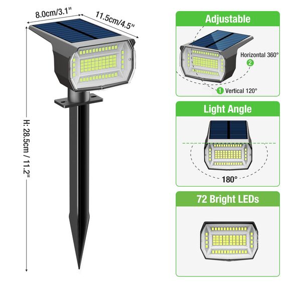 nipify Solarlampen für Außen, 3 Modi Solarstrahler für Aussen, IP65 Wasserdicht Led Solar Strahler für Außen Garten, Solar Gartenleuchten für Weg, Hof, Gehweg St. Patrick's Day Deko, 4 Stück Grün
