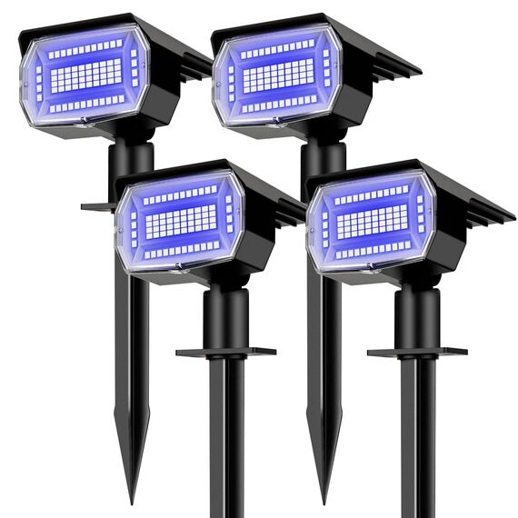 nipify Solarlampen für Außen, 3 Modi Solarstrahler für Aussen, IP65 Wasserdicht Led Solar Strahler für Außen Garten, Solar Gartenleuchten für Weg, Hof, Gehweg, 4 Stück Blau