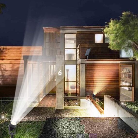 T-SUNUS Solarlampen für Außen, Gartenstrahler Solar Solarstrahler für Außen Garten, Auto ON/OFF, IP65 Wasserdicht, 2 Helligkeitsmodi 3 Meter Kabe für Auffahrt Weg Hof Baum Kaltweiß