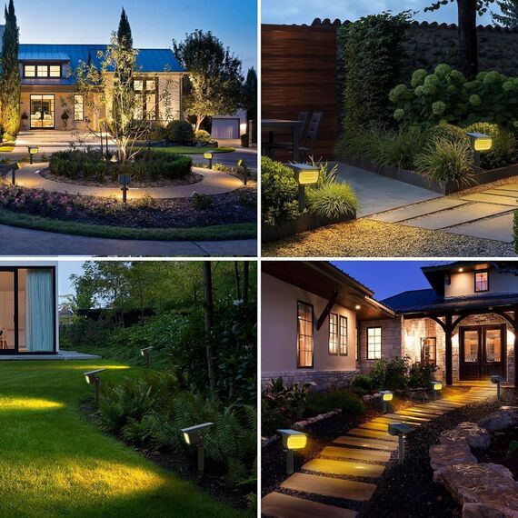 nipify Solarlampen für Außen mit Bewegungsmelder, 2 Stück 3 Modi Solarstrahler für Aussen, IP65 Wasserdicht Solarleuchten für Außen Garten, Warmweiß Solar Gartenleuchten für Weg, Hof, Gehweg