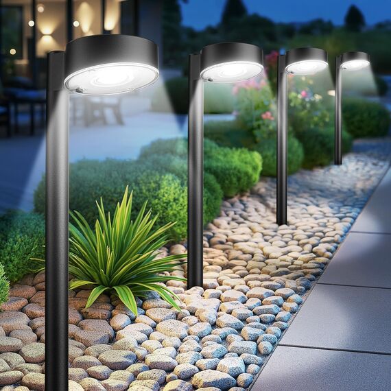 BUCASA Solarlampen für Außen Garten, 8X12 LEDs Helle Solarleuchten für Außen mit Längere Arbeitzeit, IP65 Wasserdicht Solar Gartenleuchten Deko für Rasen Terrasse Hof Balkon Kaltes Weißes