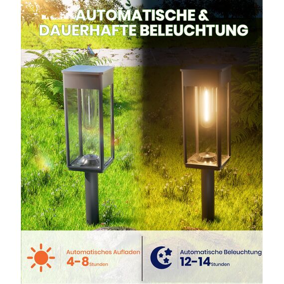 Solarlampen Außen Garten,Garten Solarleuchten Aussen 4 Stücke mit Längere Arbeitzeit, IP65 Wassserdicht Solar Gartenlampe, Extrem Helle Outdoor Solar Lights für Terrase Warmes Weiß