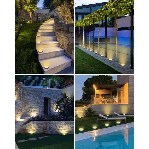 btfarm 12 Stück Solar Bodenleuchten Aussen, 8 LED Gartenbeleuchtung Solar IP65 Wasserdicht Boden Solarleuchten, Solarlampen für Außen Garten Rasen Auffahrt Gehweg Patio, Warmes Weiß