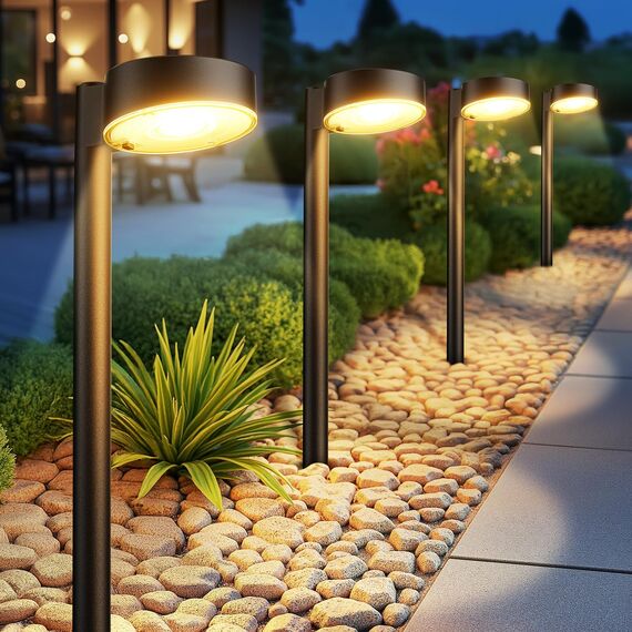 BUCASA Solarlampen für Außen Garten, 4X12 LEDs Helle Solarleuchten für Außen mit Längere Arbeitzeit, IP65 Wasserdicht Solar Gartenleuchten Deko für Rasen Terrasse Hof Balkon Geschenke