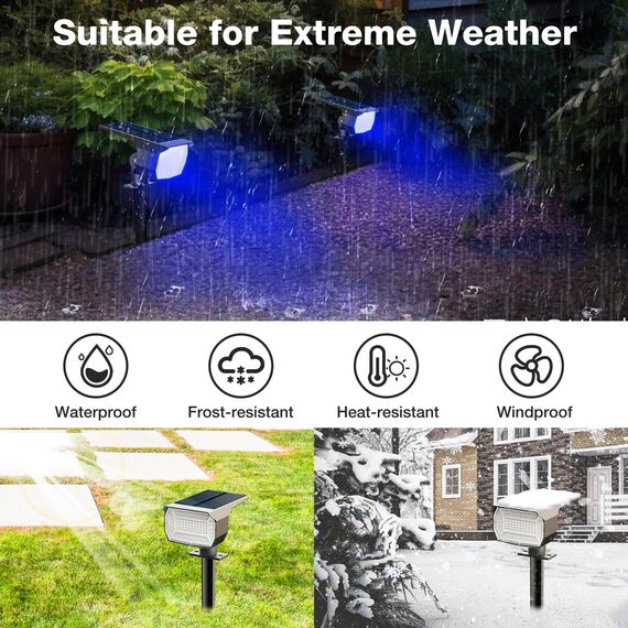 nipify Solarlampen für Außen, 3 Modi Solarstrahler für Aussen, IP65 Wasserdicht Led Solar Strahler für Außen Garten, Solar Gartenleuchten für Weg, Hof, Gehweg, 4 Stück Blau