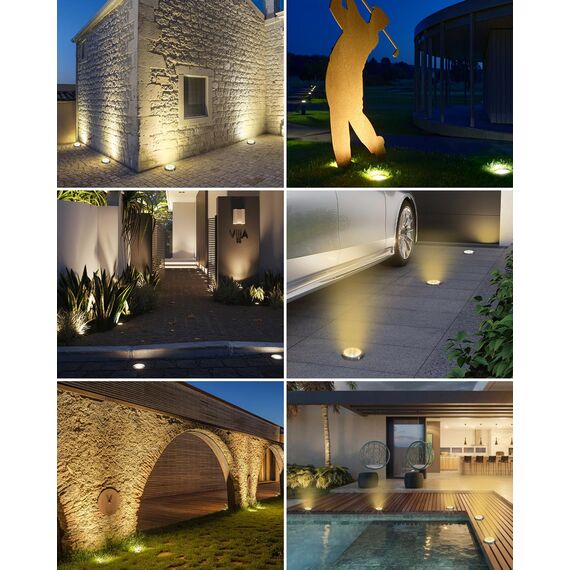 btfarm 4 Stück Solar Bodenleuchten Aussen, 8 LED Gartenbeleuchtung Solar Wasserdicht Boden Solarleuchten, Solarlampen für Außen Garten Rasen Auffahrt Gehweg Patio, Warmes Weiß