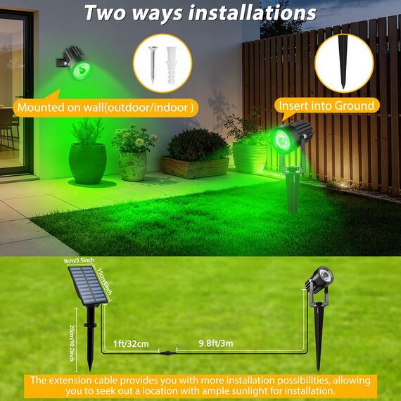 T-SUNUS Solarlampen für Außen Garten, Gartenstrahler Solar mit 2 Helligkeitsmodi, IP65 Wasserdicht, Auto ON/OFF für Eingang Garage Balkon Auffahrt