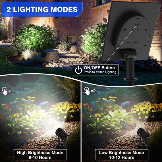 T-SUNUS Solarstrahler für Außen Garten, Gartenstrahler Solar Außen Solarlampe für Außen, Auto ON/OFF, IP65 Wasserdicht 2 Helligkeitsmodi für Baum Terrasse Hof Gehweg Kaltweiß