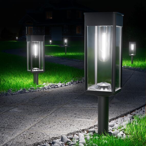 BITPOTT Solarlampen für Außen Garten 2 Stück, mit super hellen Lichtern, wasserdichte Solarleuchten für Rasen und Terrasse, Solarlampen für Außen Garten Deko und Gehwegbeleuchtung