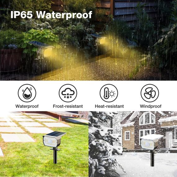 nipify Solarlampen mit Bewegungsmelder, 6 Stück Warmweiß Solarstrahler für Aussen, IP65 Wasserdicht Solar Gartenleuchten Solarleuchten LED Solar Strahler Aussen Weg Hof Gehweg