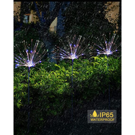 Joysing Gartendeko Solar Gartenleuchte Außen, 2 Stück 120 LED Gartenbeleuchtung Solar, 8 Modi Solar Feuerwerk Lichter Wasserdicht Gartenstecker Solarlampen für Garten Rasen Terrasse Ddeko - Mehrfarbig