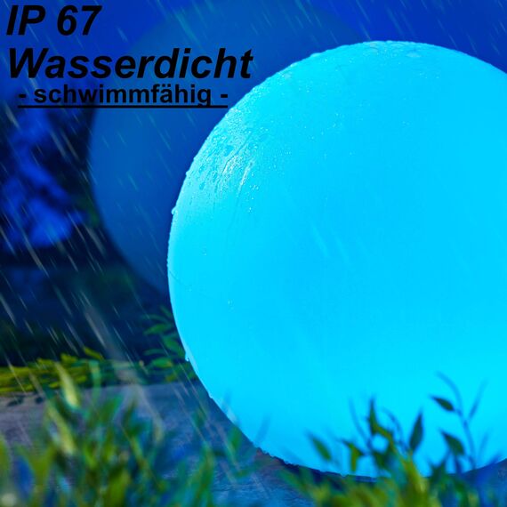 Bonetti Solarlampen für Außen, Wasserdichte Solar Kugelleuchte | Ø 30/40 cm | schwimmfähige Solarleuchte für Teich, Pool und Erdboden, Solar-Technik, kabellose Außenleuchte mit RGB, IP67 (Ø 40 cm)