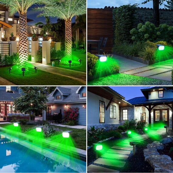 nipify Solarlampen für Außen, 3 Modi Solarstrahler für Aussen, IP65 Wasserdicht Led Solar Strahler für Außen Garten, Solar Gartenleuchten für Weg, Hof, Gehweg St. Patrick's Day Deko, 4 Stück Grün