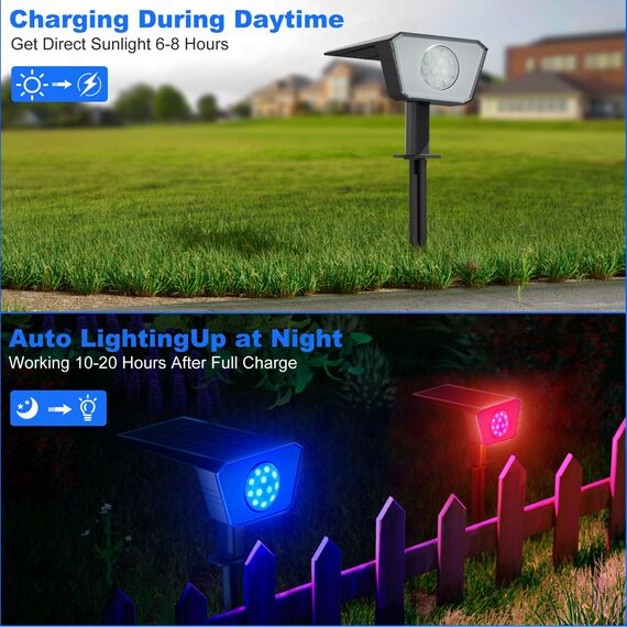 FIFlying Solarlampen für Außen Garten, 4 Stück RGB Solarstrahler, Solarleuchte mit IP67 Wasserdicht, 3 Beleuchtungsmodi, für Außen, Garten, Rasen, Anlage, Statue, Hof, Wege