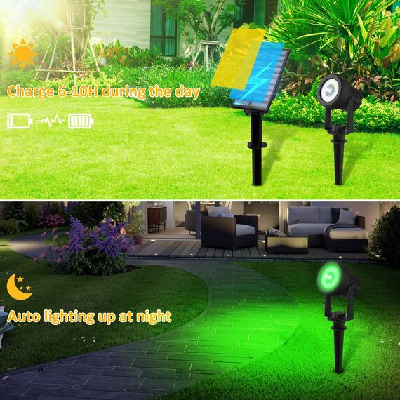 T-SUNUS Solarlampen für Außen mehrfarbig, Gartenstrahler Solar 6 Farbwechsel Solarleuchte Garten RGB IP65 Wasserdicht Auto ON/OFF für Eingang Garage Balkon