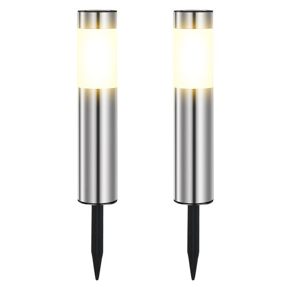 Heinstian Warmweiß Solarlampen für Außen Edelstahl Solarleuchten Garten mit Schalter ein/aus Wasserdicht LED Gartenleuchten für Terrasse, Rasen, Garten, Wege, boden (2 Stück)