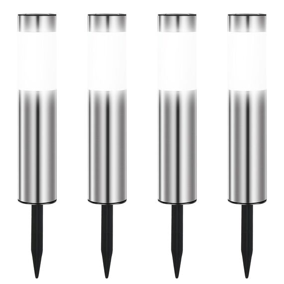 Heinstian Solarleuchten für Außen Garten Weiß Solarlampen Edelstahl Wasserdicht LED Gartenleuchten für außen garten für Terrasse, Rasen, Garten, Wege (4 Stück)