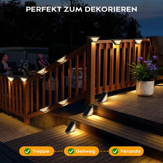 Shuniu Solarlampen für Außen Garten, LED Gartenlampen für Innenhöfe Dekoration, Terrasse, Zaun, Pathway, Stufen und Treppen, LED Wegeleuchten IP65 Wasserdicht Outdoor Balkon Boden, 10 Stück