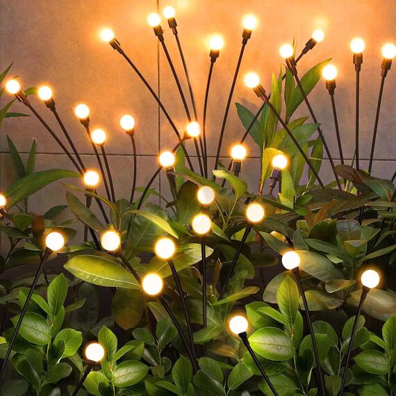 YJFWAL Firefly Solar-gartenlichter Außen 4 Stück Glühwürmchen Lichter Wasserdicht Swinging Garten Lichter für Pathway Weihnachten Yard Patio-Landschaft Dekoratives, 8LED (Warm-Weiß, 4 Stück)
