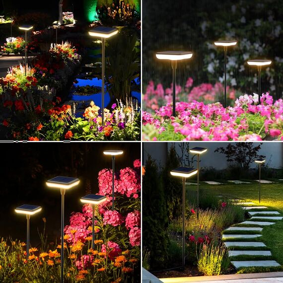 Ainostone Solarlampen für Außen Garten 2 Stück LED Solarleuchten Warmweiß 1000mAh Solar Gartenleuchten Wackeln im Wind Extra Hell 34 Lumen IP65 Wasserdicht für Blumen Terrasse Rasen Weg Outdoor Deko