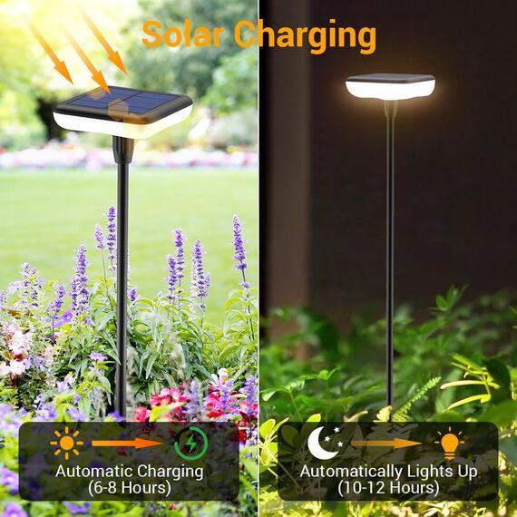 Ainostone Solarlampen für Außen Garten 8 Stück 1000mah Warmweiß Solarleuchten für Außen Hell 34 Lumen Gartendeko für Draußen IP65 Wasserdicht für Outdoor Balkon Weg Terrasse Gräser Sträucher