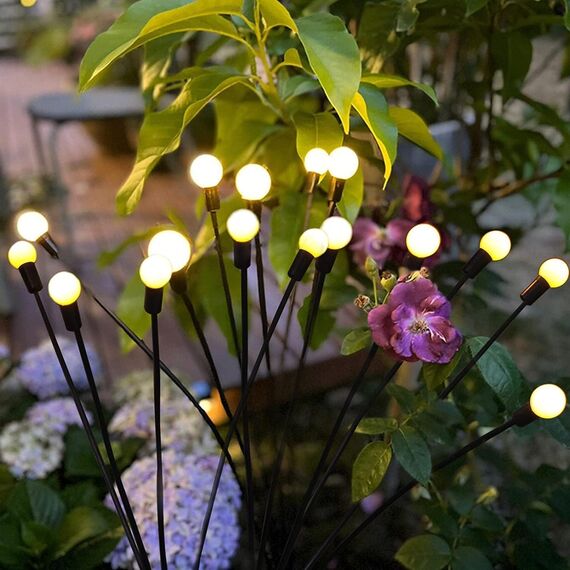 YJFWAL Firefly Solar-gartenlichter Außen 6 Stück Glühwürmchen Lichter Wasserdicht Swinging Garten Lichter für Pathway Weihnachten Yard Patio-Landschaft Dekoratives, 8LED Jede (Warm-Weiß, 6 Stück)
