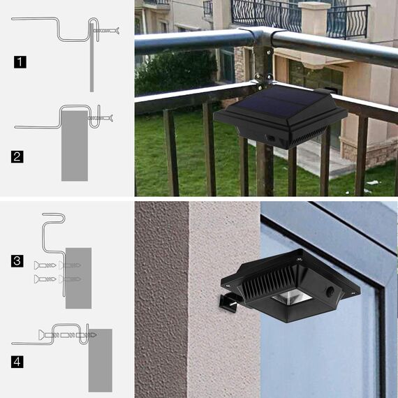 KEENZO LED Solar Dachrinnenleuchte, Solarlampen für Außen, 25LEDs Solarlicht, Kaltweißes Gartenbeleuchtung Zaunlicht, Wegeleuchten Solarleuchte für Zaun, Patio, Gehwege, Hof, Garage, 8 Stück