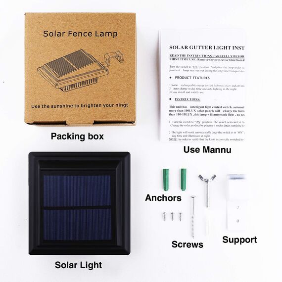 KEENZO LED Solar Dachrinnenleuchte, Solarlampen für Außen, 25LEDs Solarlicht, Kaltweißes Gartenbeleuchtung Zaunlicht, Wegeleuchten Solarleuchte für Zaun, Patio, Gehwege, Hof, Garage, 8 Stück